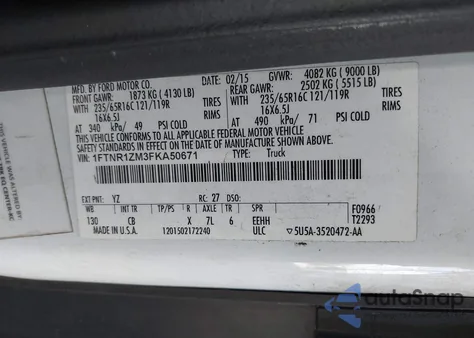 2015 Ford Transit-250 z USA, uszkodzony, nr VIN 1FTNR1ZM3FKA50671